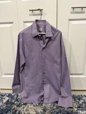 Armani Collezioni Purple Micro Chevron Stripe Dress Shirt